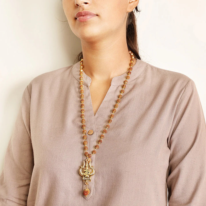 OM Shiva Trishool Rudraksha Necklace 54 Beads