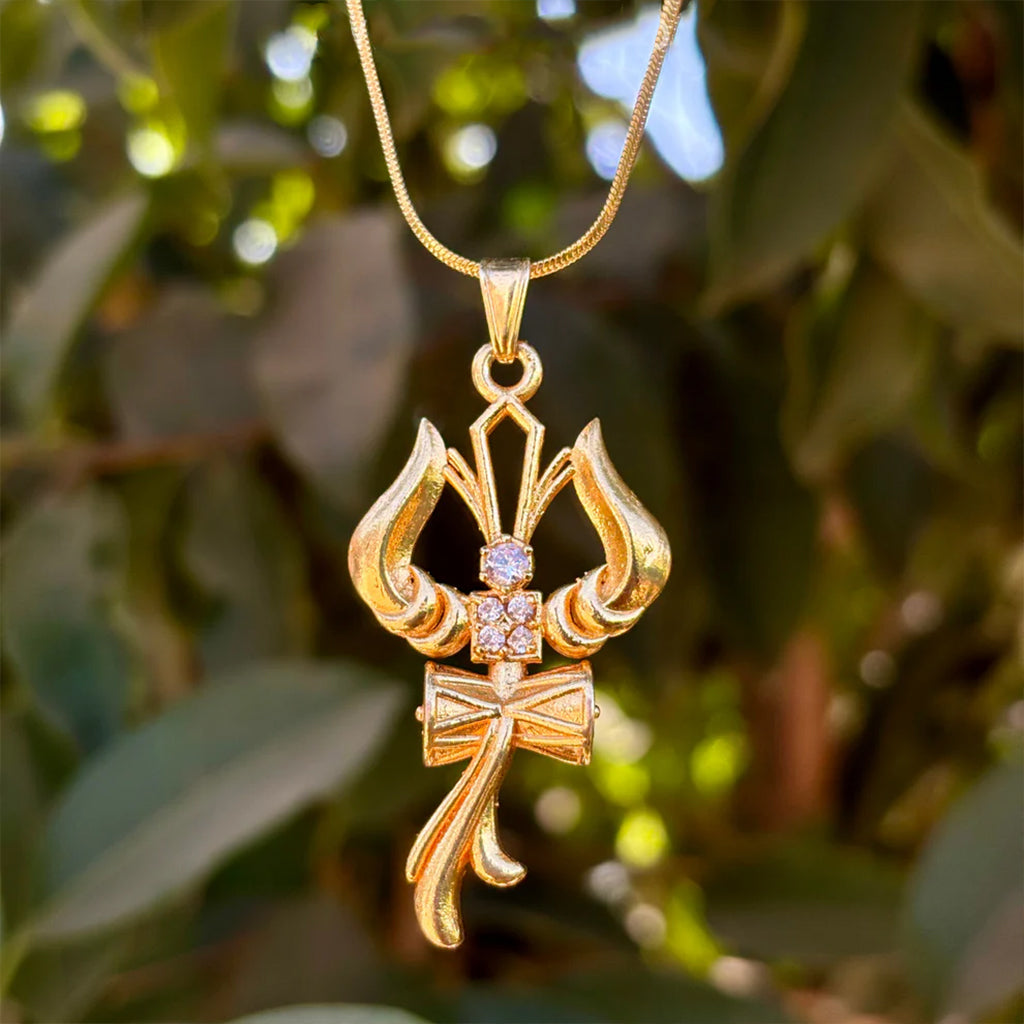 Trishul Om & Damru Pendant With Chain