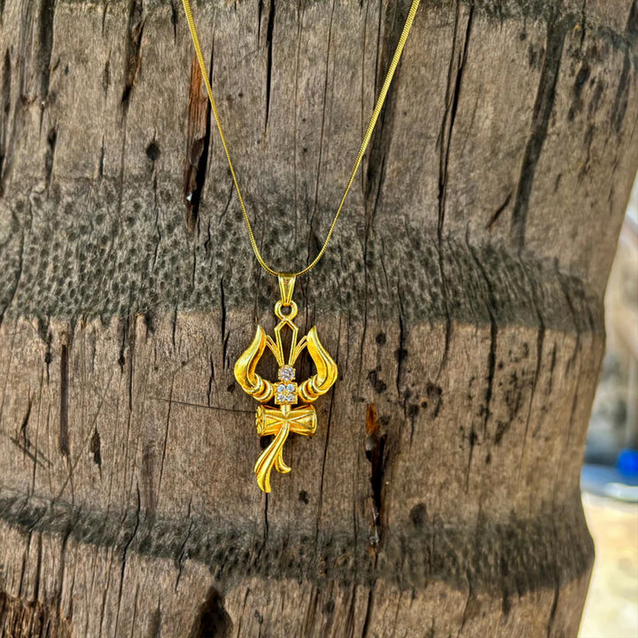 Trishul Om & Damru Pendant With Chain