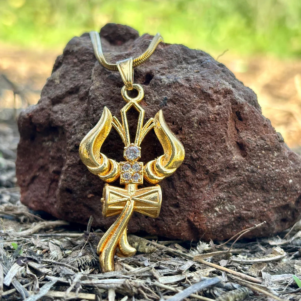 Trishul Om & Damru Pendant With Chain
