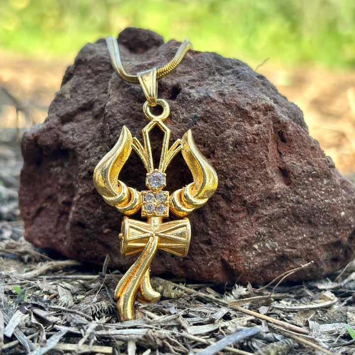 Trishul Om & Damru Pendant With Chain